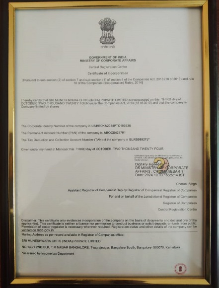 Sri Muneshwara Chits (India) Pvt.Ltd